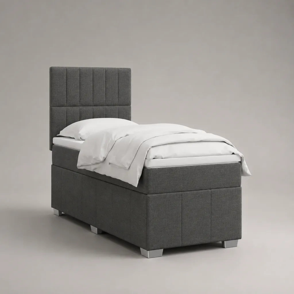 Kit spring-lit avec matelas et topper, polyester, gris foncé, couchage 90 × 200 cm