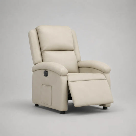 Relaxsessel mit manueller Liegefunktion, Kunstleder, Creme, 76 × 90 × 103 cm