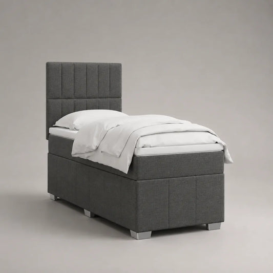 Boxspringbett-Set mit Matratze und Topper, Polyester, Dunkelgrau, Liegefläche 90 × 200 cm
